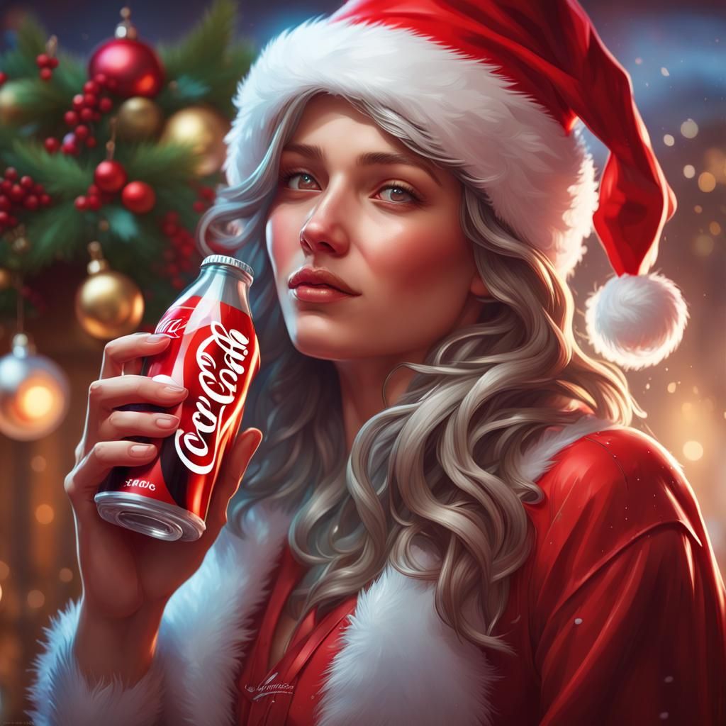 Coca-Cola Santa Claus Portrait in Hyperdetailed Style