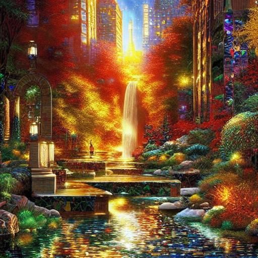 Iridescent Gemstone Waterfall Mosaic Wall Art