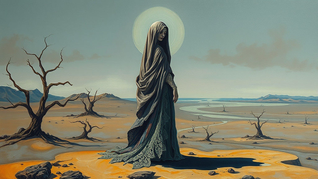 Dreamlike Figure in Surrealist Melting Landscape