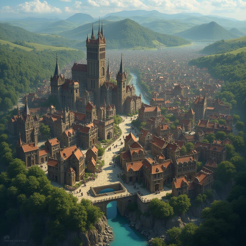 Fantasy City Map with Detailed Legend and Notable Locations