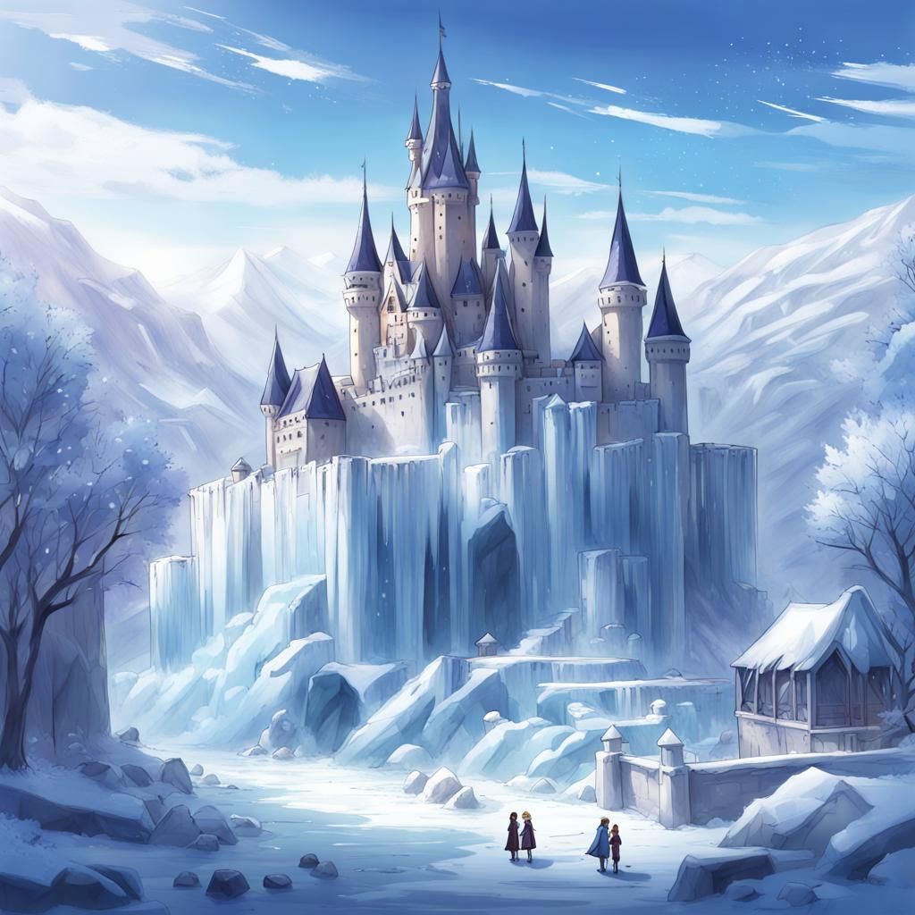 Winter Ice Castle in Anime Style