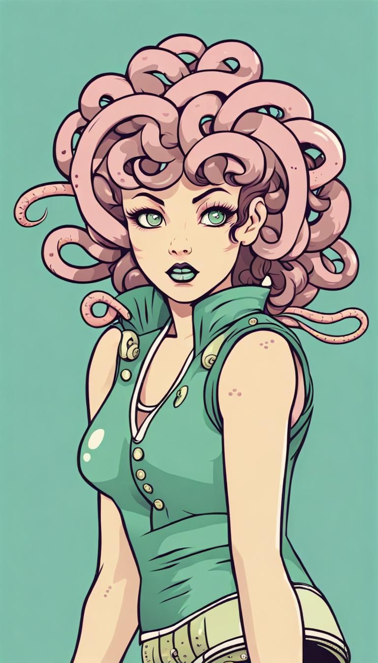 Medusa as Retro Roller Derby Comic Character