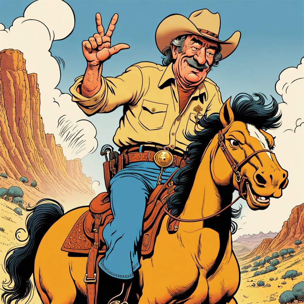 John Wayne Caricature in Comic Book Style