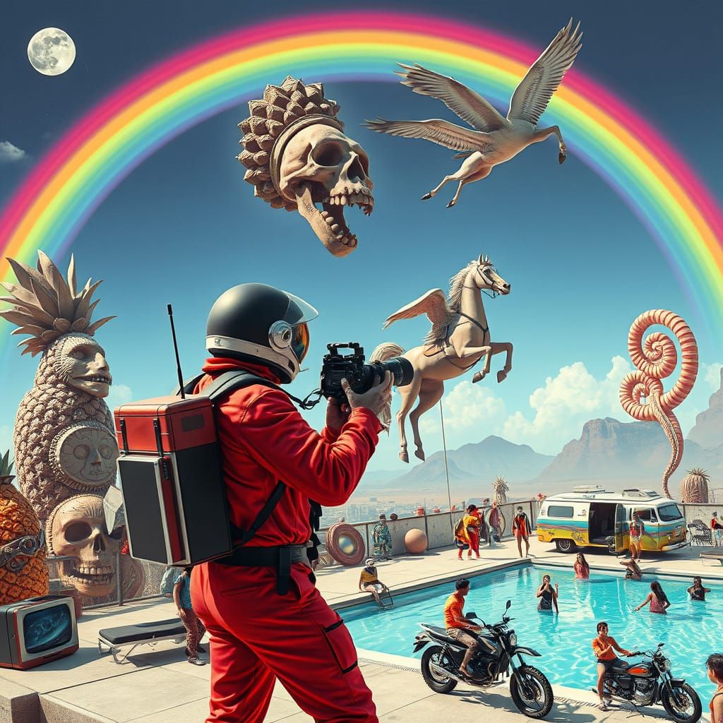 Psychedelic Rooftop Pool Party Filmed by Astronaut