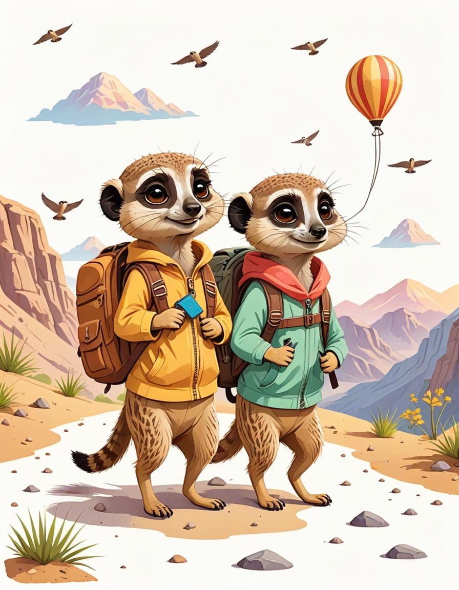 Adorable Meerkat Duo Embarks on Whimsical Adventure