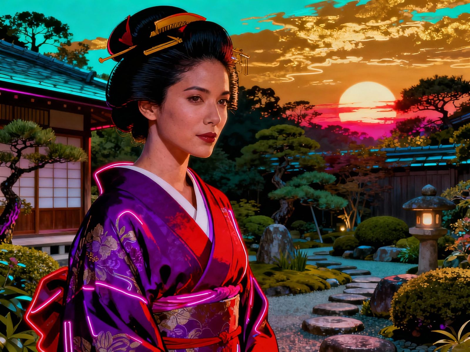 Vibrant Geisha Retirement Ceremony at Sunset