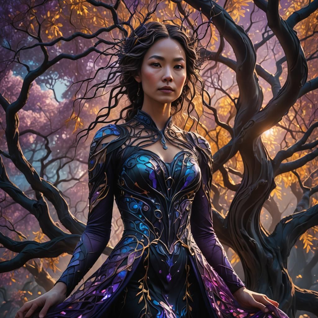 Willow Tree Goddess in Fantasy Matte Painting Style