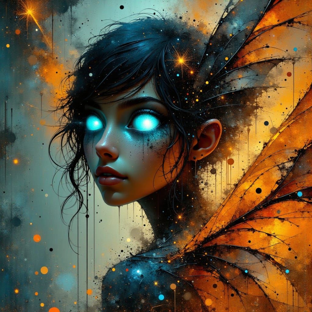 Alluring Woman with Dragon Wings and Glowing Eyes