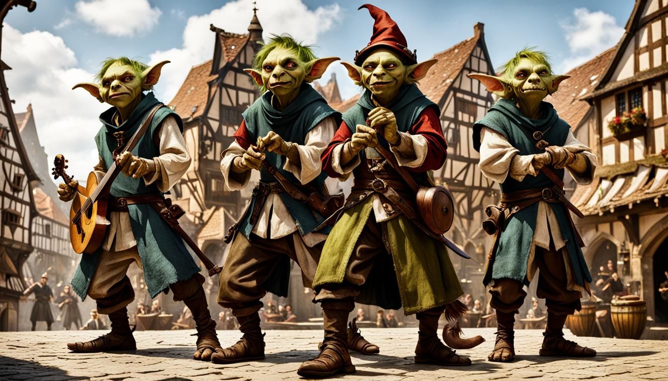 Goblin Boy Band Rocks Medieval Town Square