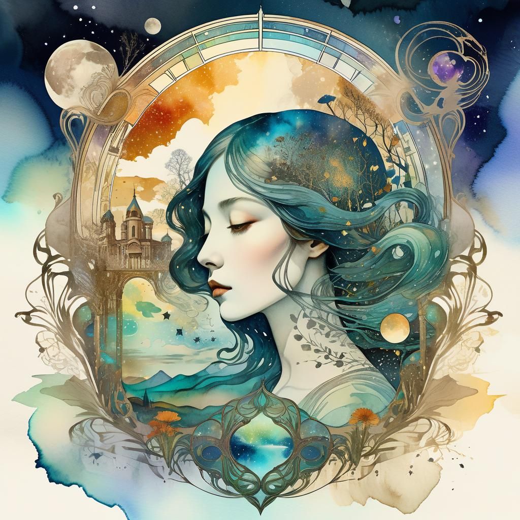 Ethereal Goddess Emanates Cosmic Beauty