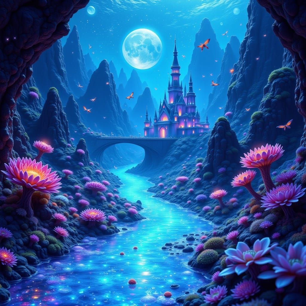 Crystal Palace Underwater Road Digital Matte Painting