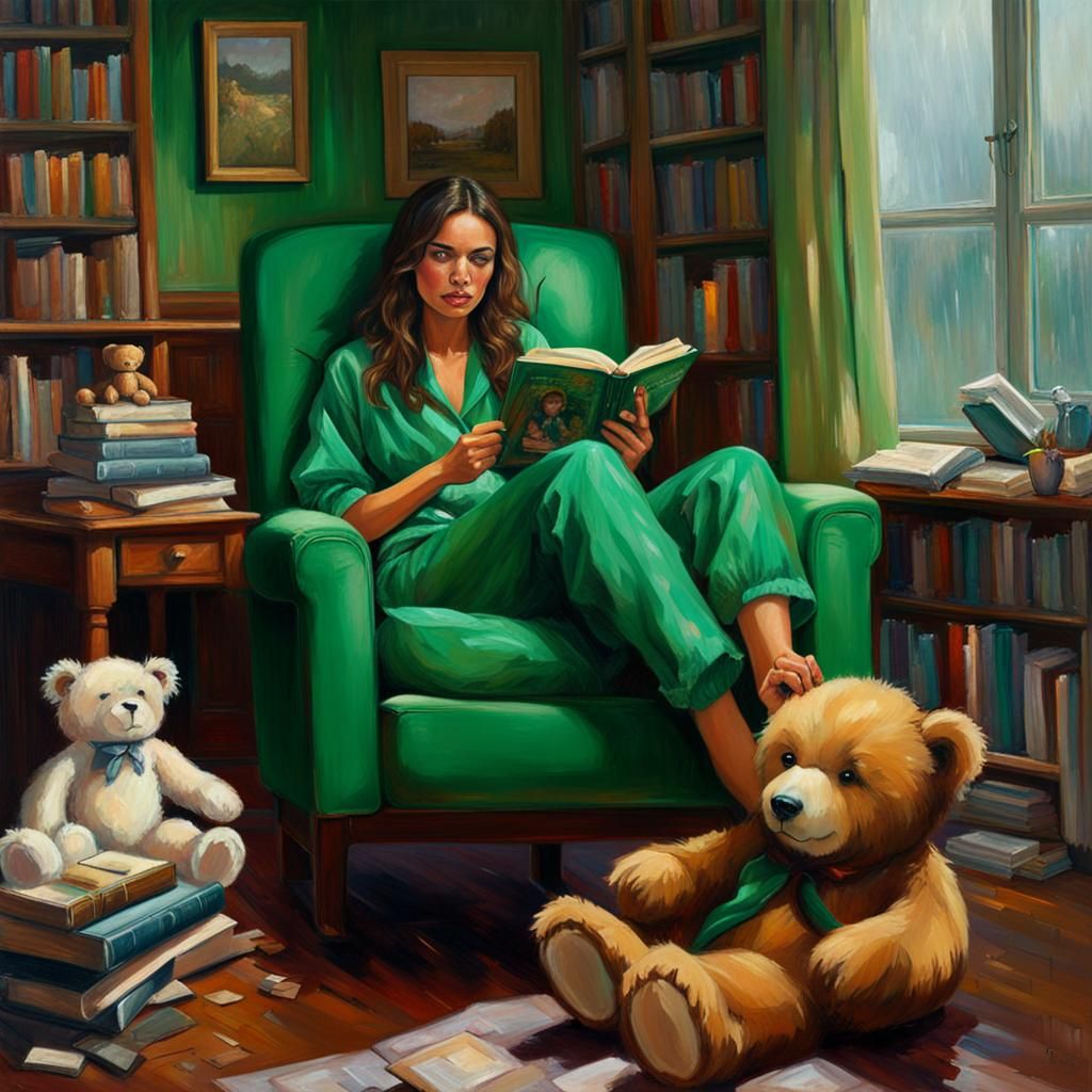 Irina Shayk in Cozy Room, Oil Painting