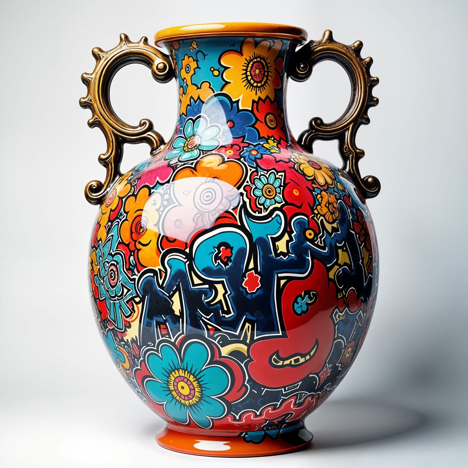 Vibrant Graffiti Ming Vase in 3D