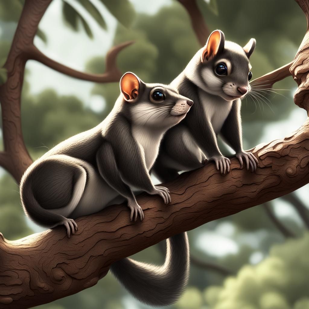 Detailed 3D Render of Flying Squirrels