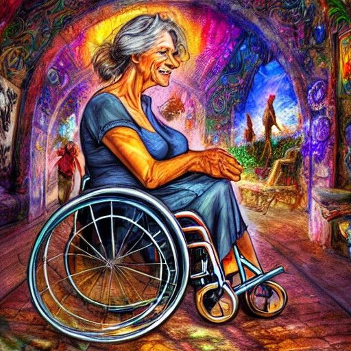 Elderly Woman's Zoo Outing: A Surreal Concept Art