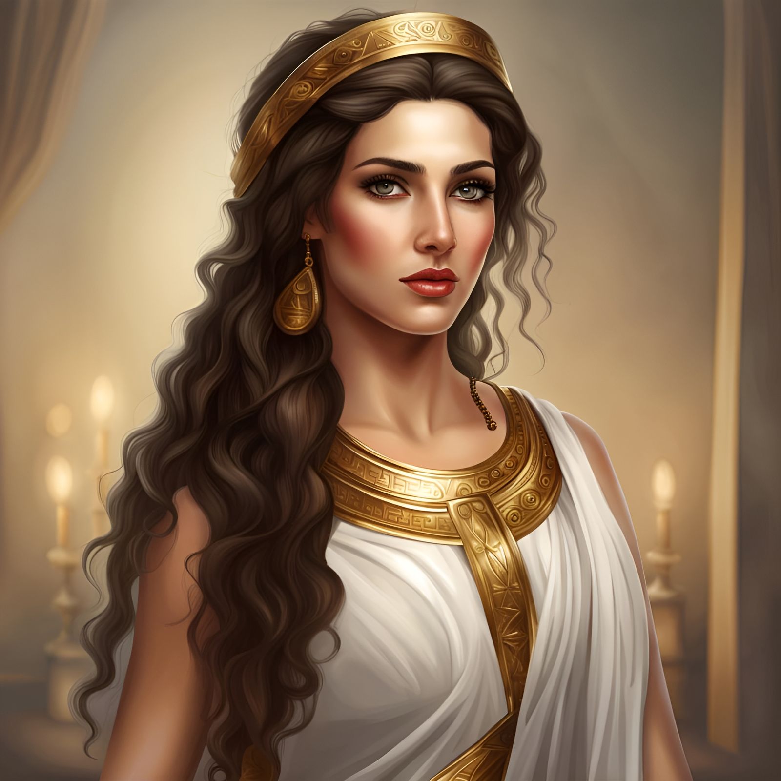 Realistic Portrait of a Beautiful Greek Woman