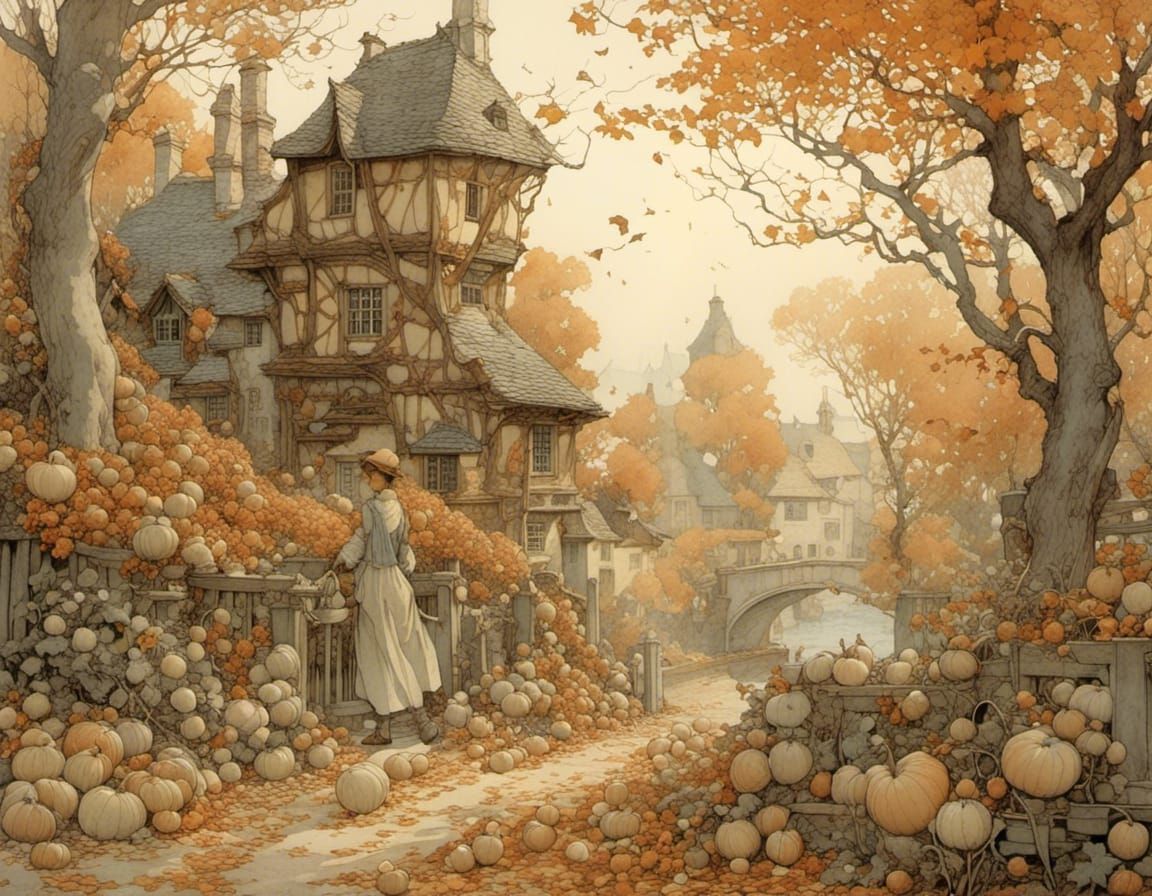 Autumn Leaves Bloom: An Intricate Floral Landscape