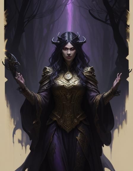 Lilith in Mystical Forest: Dark Fantasy Concept Art