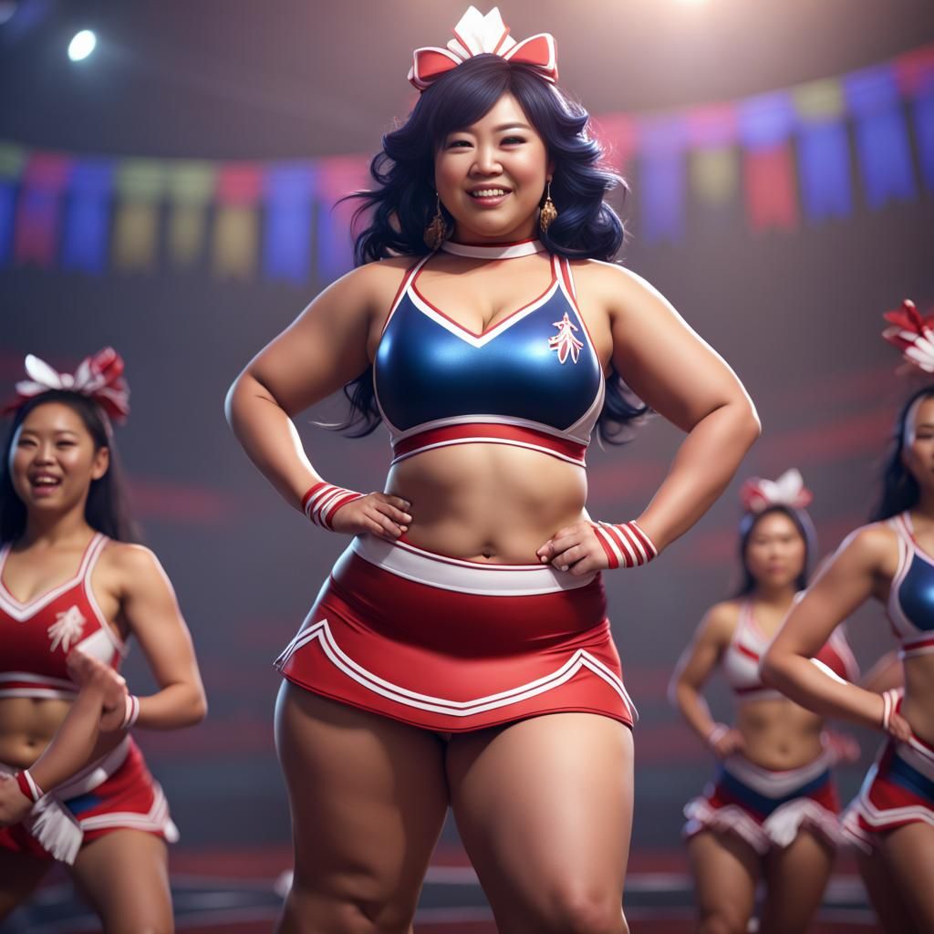 Asian Cheerleader in Revealing Outfit: Fantasy Concept Art