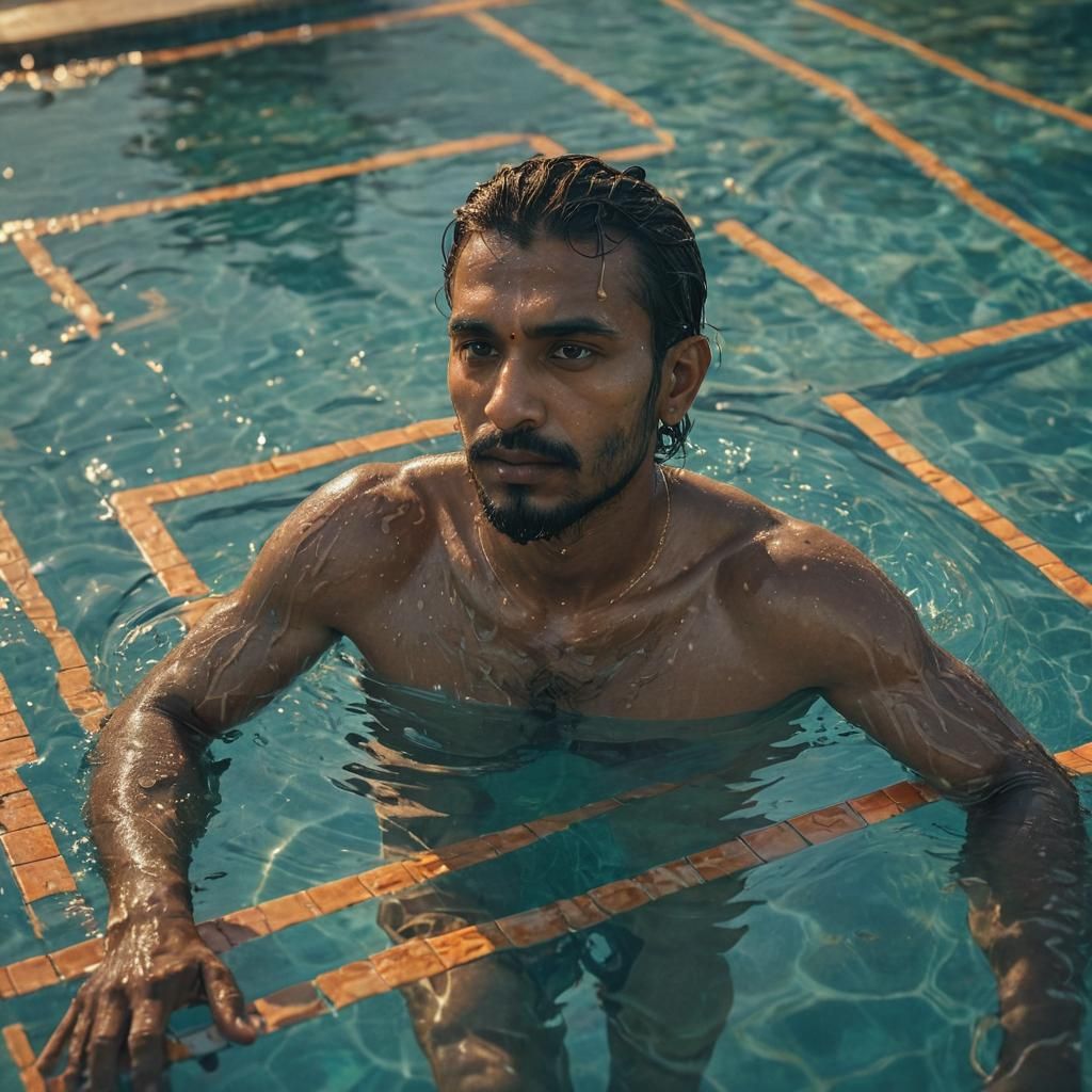 Indian guy in a swimming pool