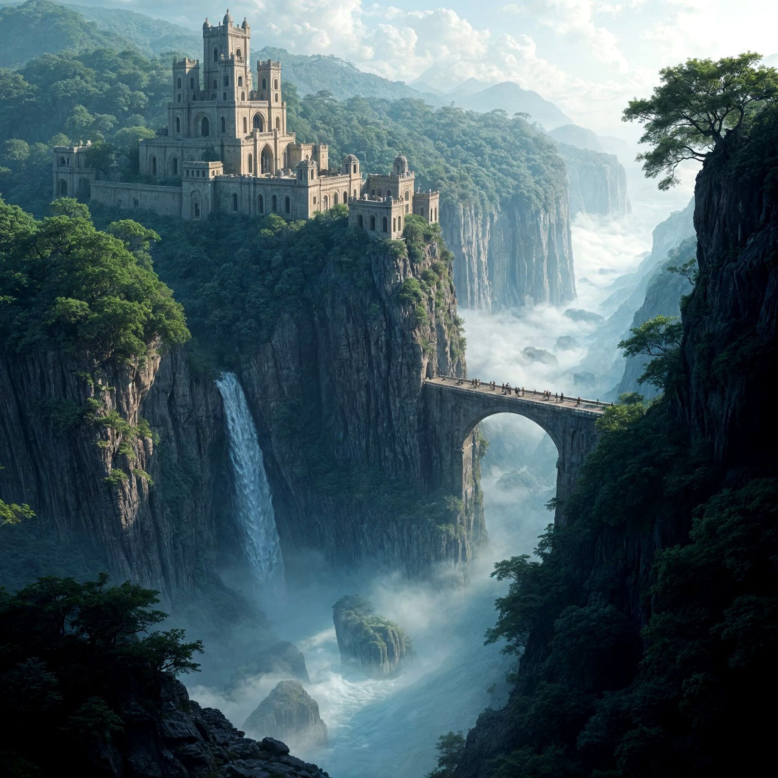 Feyloran Sanctum: Bird's Eye View in Dark Fantasy Style