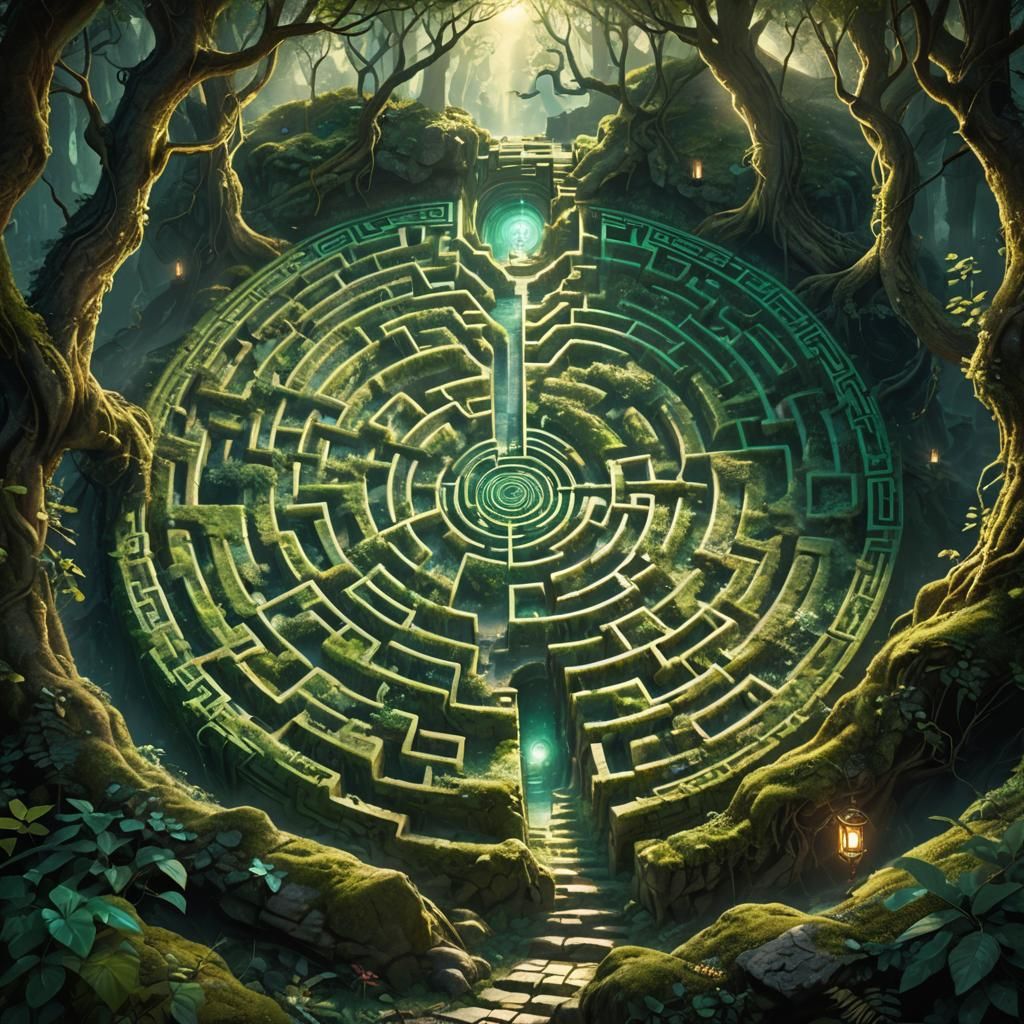 Enchanted Forest Maze: Fantasy Concept Art