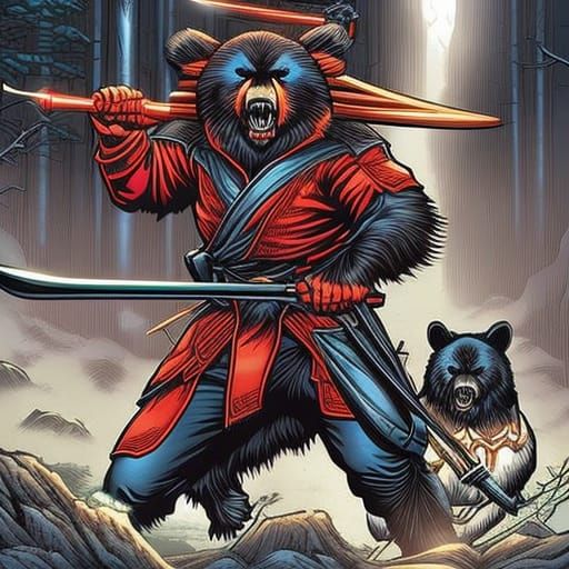 Akita Bear-Hunting Dog in Comic Book Art