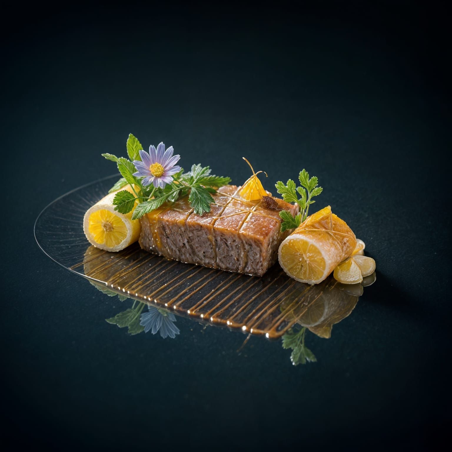 Elegant Haute Cuisine Plating in Fine Dining Photo