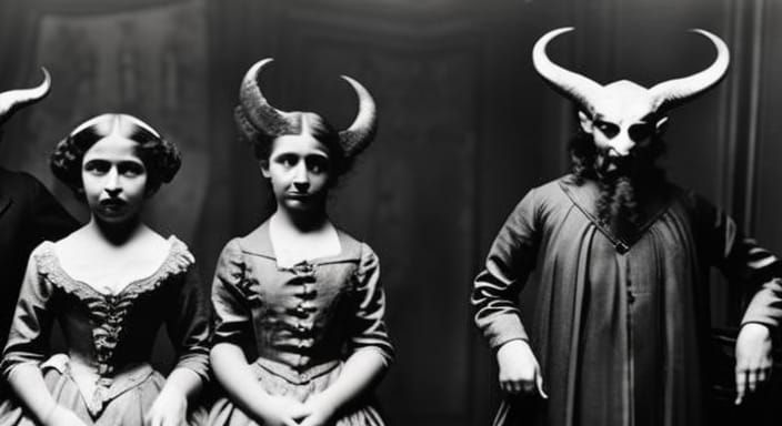 The Devil and Demons in Haunted Portrait, 1900s Style