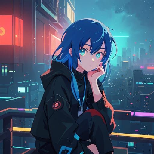 Cyberpunk Goddess Reigns Over Futuristic Metropolis