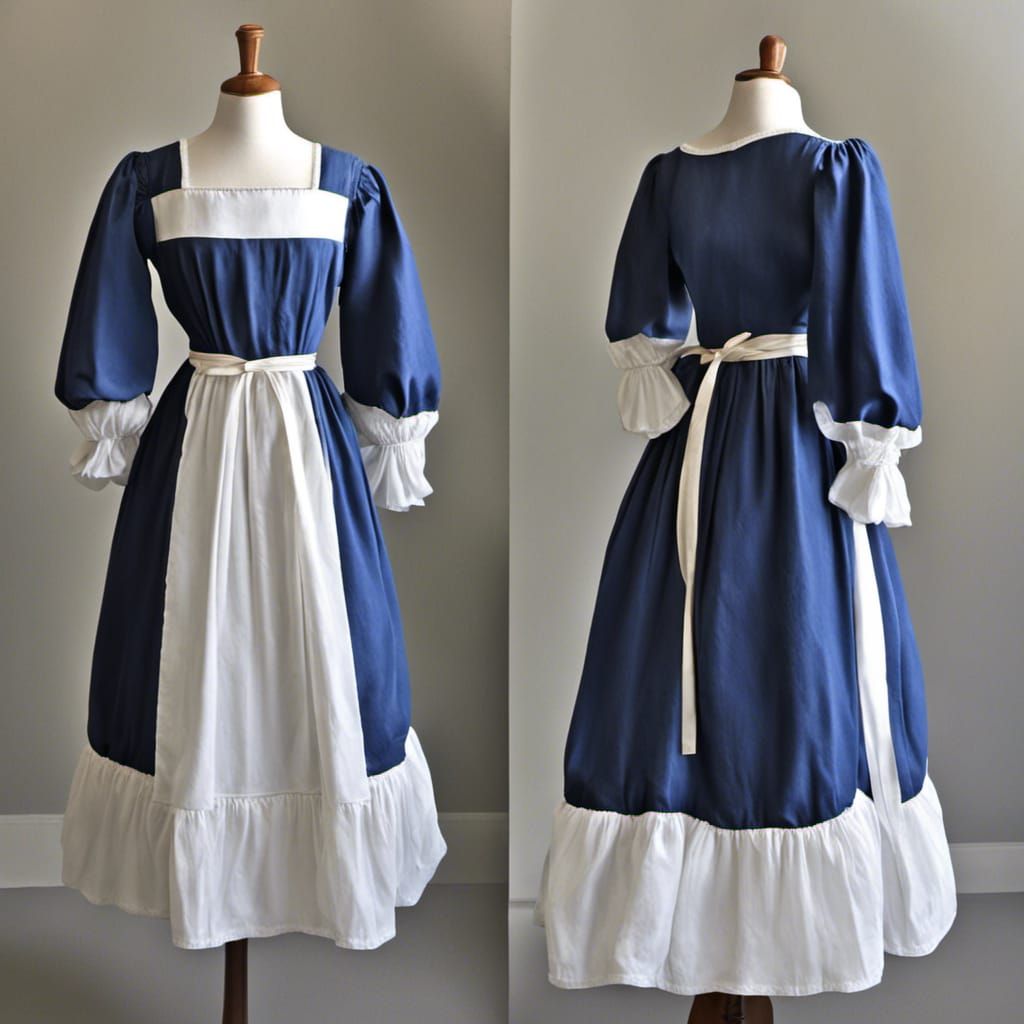 Medieval Blue Peasant Dress on Dress Form