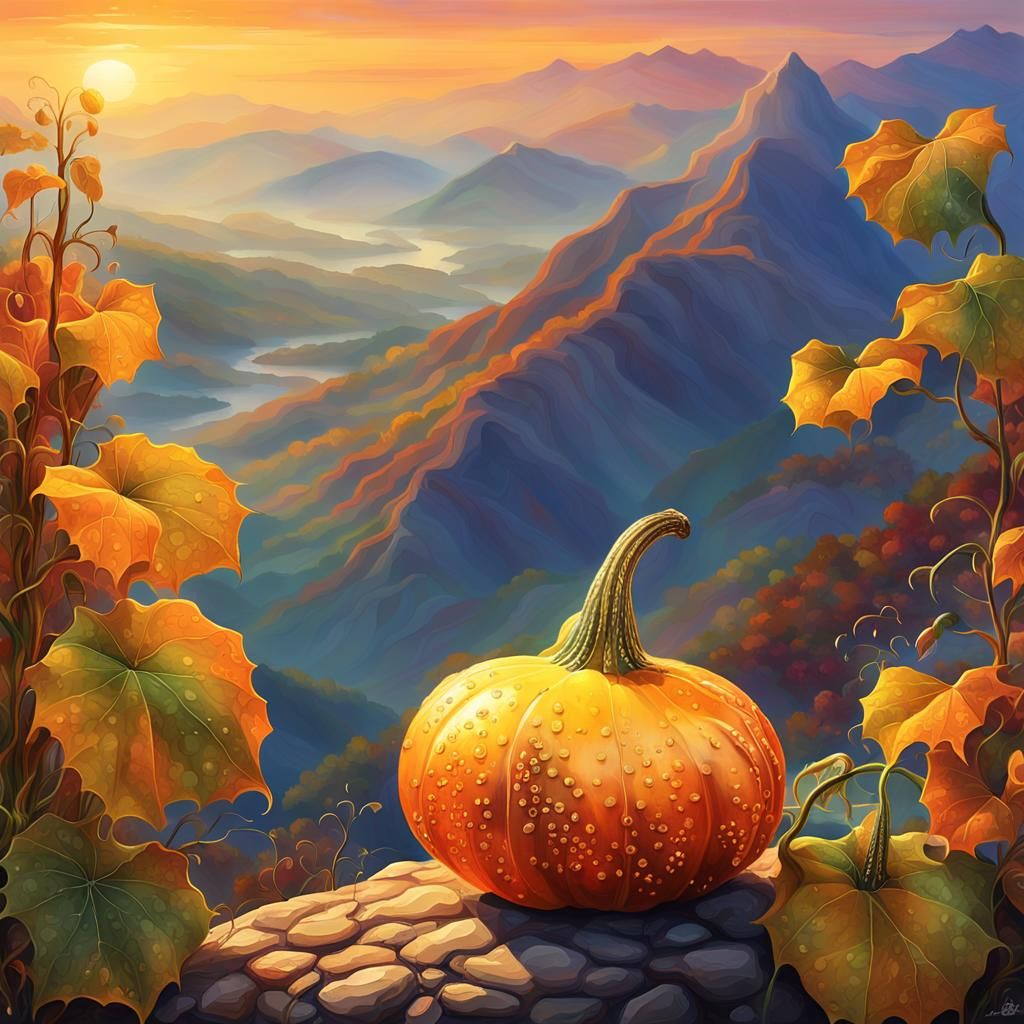 Gourd on Mountain Ledge in Nouveau Realism Style