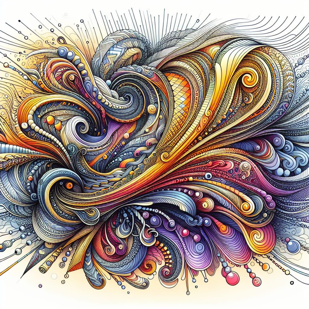 Abstract Synesthesia Image with Vector Fractals