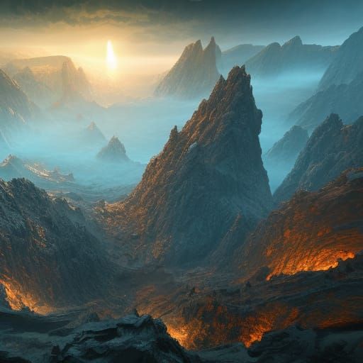 Fantastical Caldera Core in Detailed Matte Painting