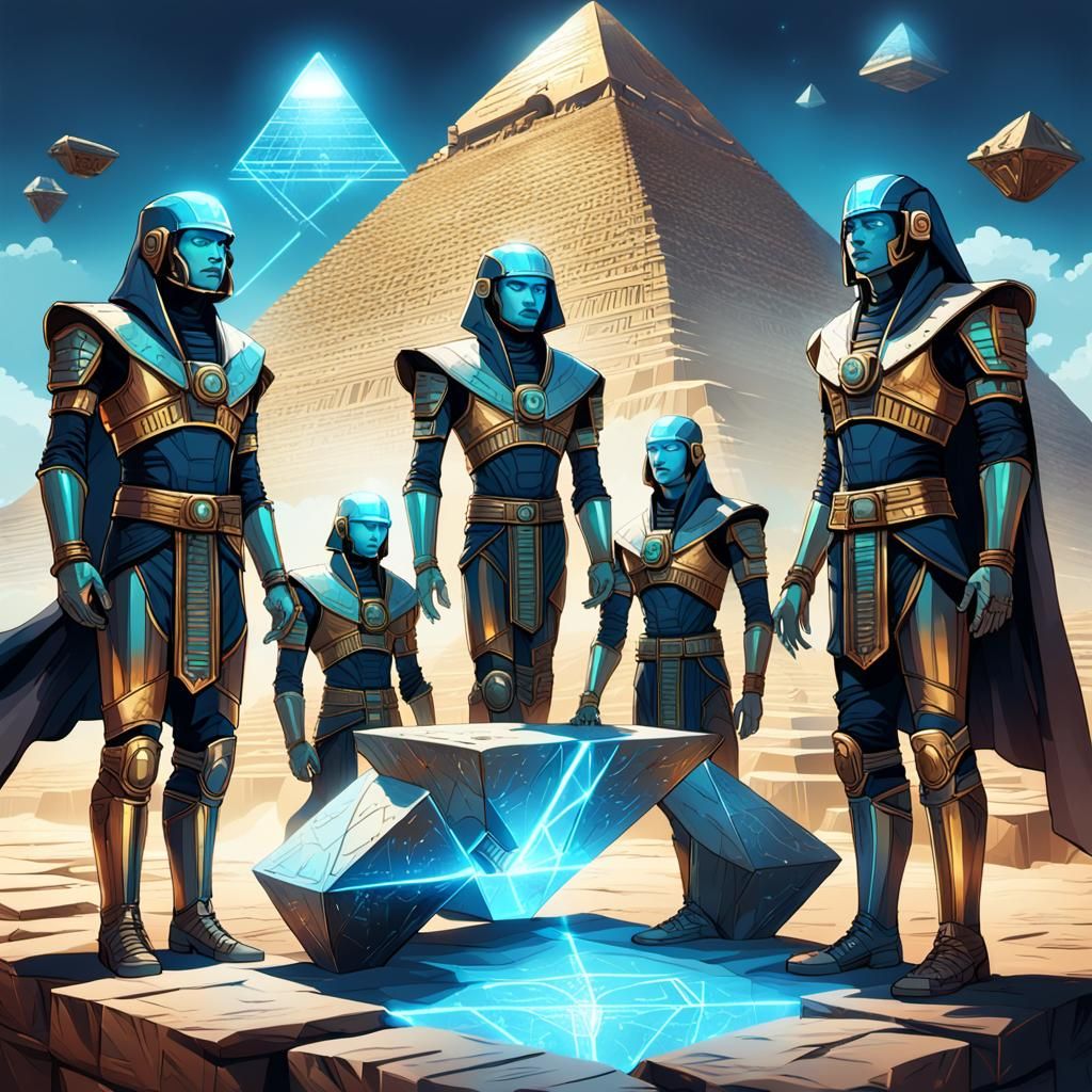 Androids Use Antigravity at Great Pyramid: Steampunk Digital...