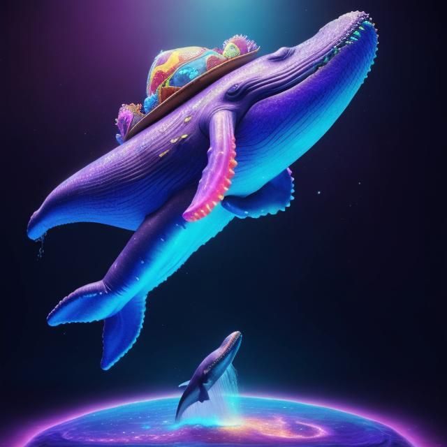 Cosmic Whale in Brown Sugar Sea: Hyperrealistic Image