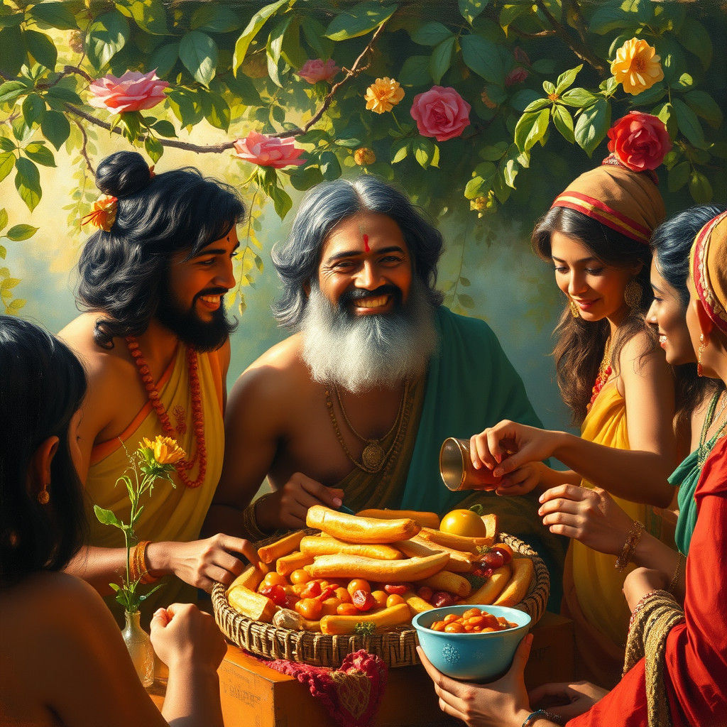 Feast of Generosity: Oil Painting in Dutch Master Style