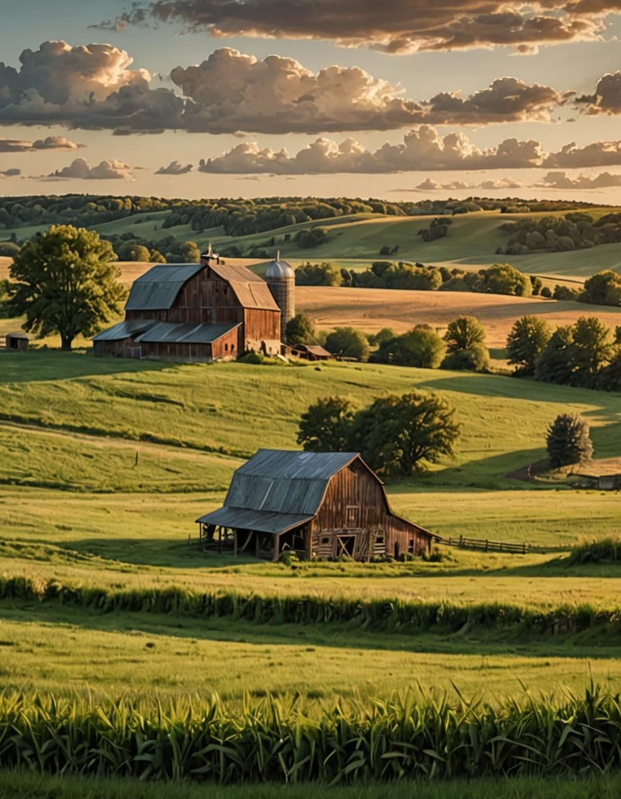 Wisconsin Barn at Sunset: Rustic Landscape Photography