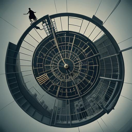 Surreal Stairways: A Dreamlike Clockscape in Surrealist Styl...