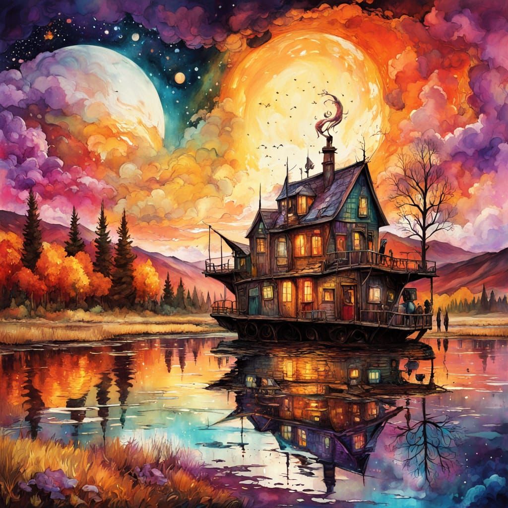 Epic Sunset Sailboat Scene in Neo-Impressionist Style