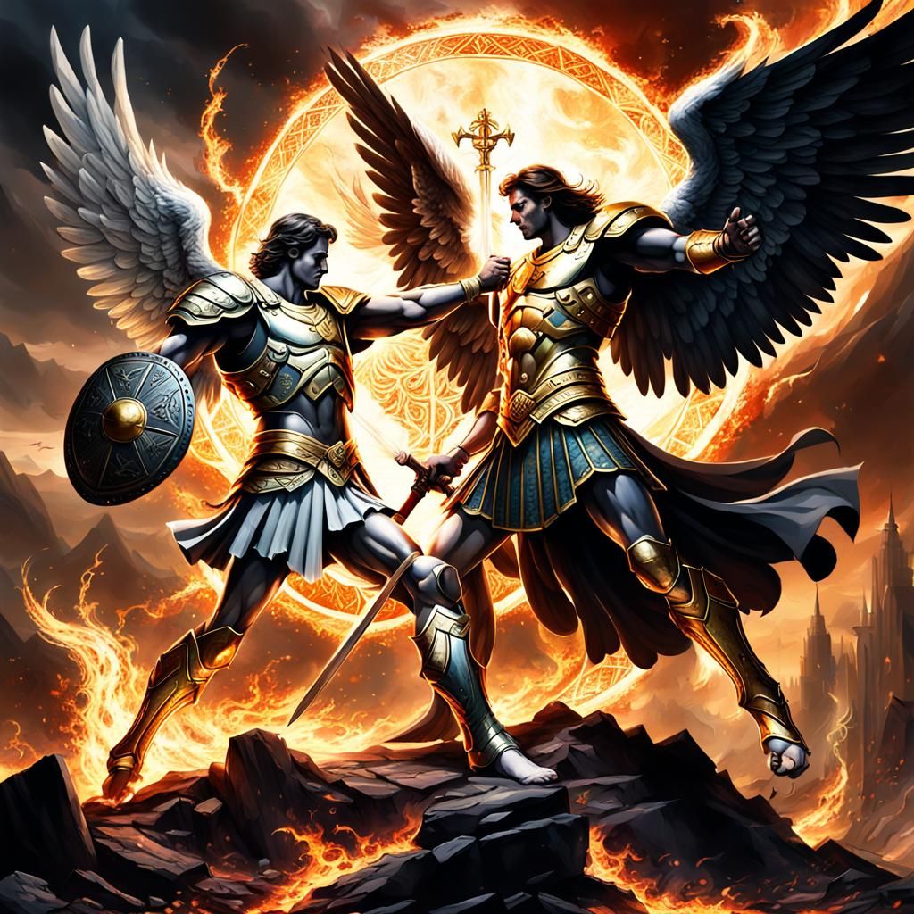 St Michael Battles Lucifer, Angelic Conflict