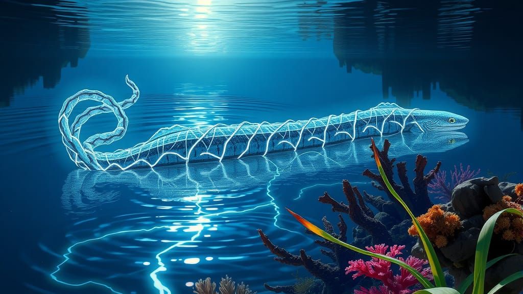 Electric Eel Illuminates Serene Lake in Surreal, Futuristic ...
