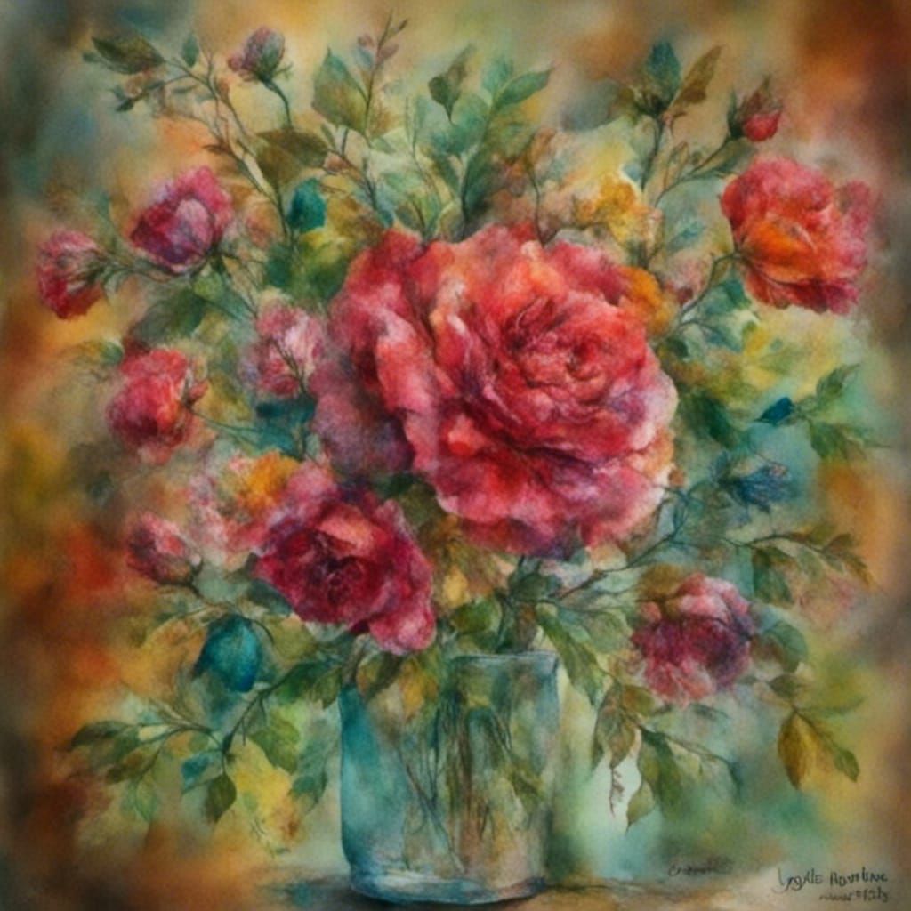 Roses with Flowery Faces and Vintage Colors