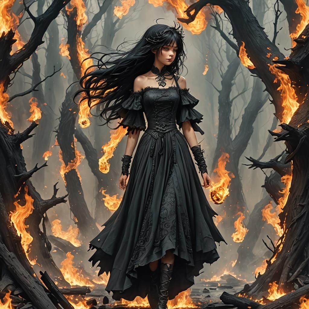 Enchanting Witch Conjures Elemental Wall