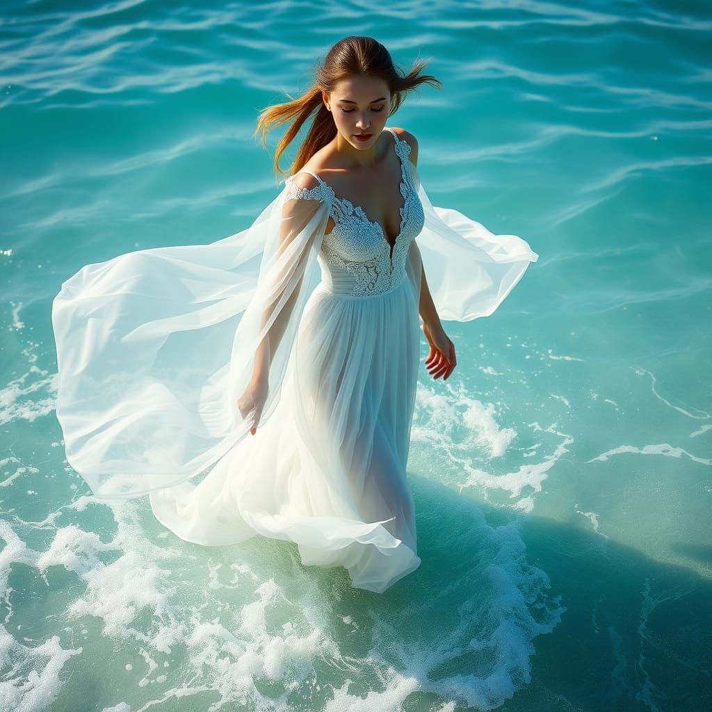 Serenely Standing in the Ocean's Edge