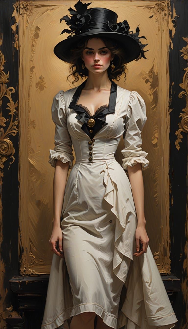 Steampunk Woman in Classical Realism Style