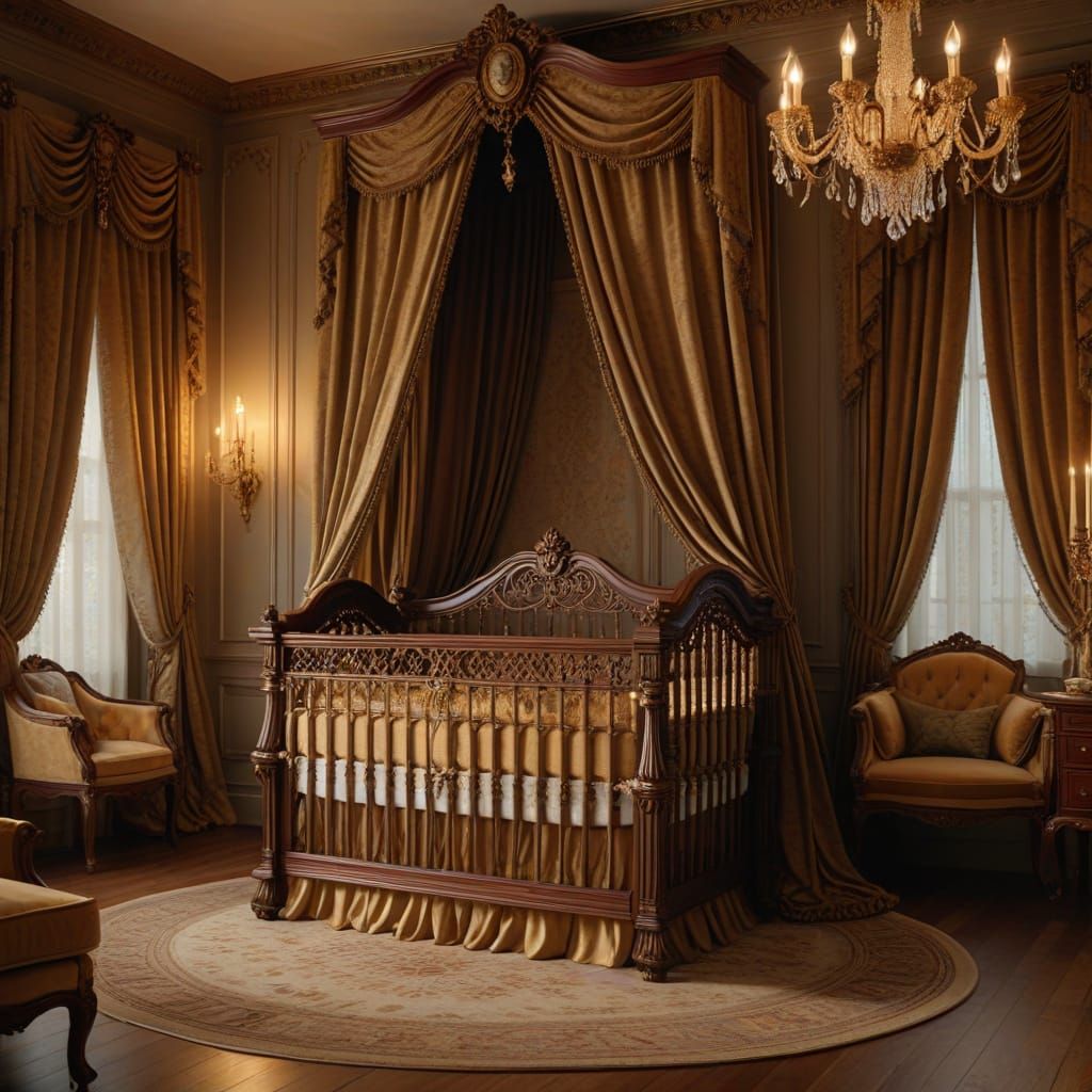 Lavish Victorian Nursery in Baroque Revival Style