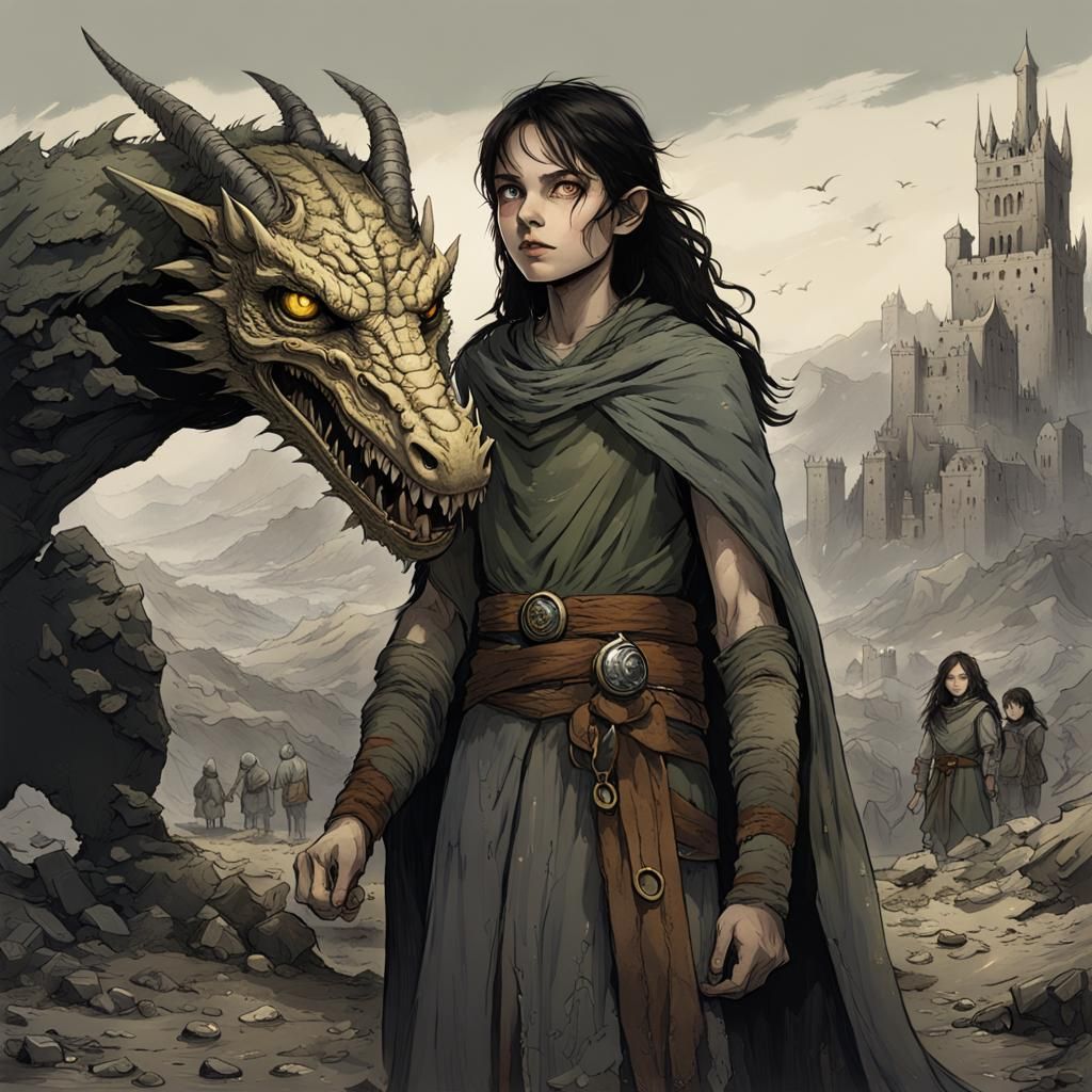 Ring-Bearer Escapes into Wasteland with Dragon