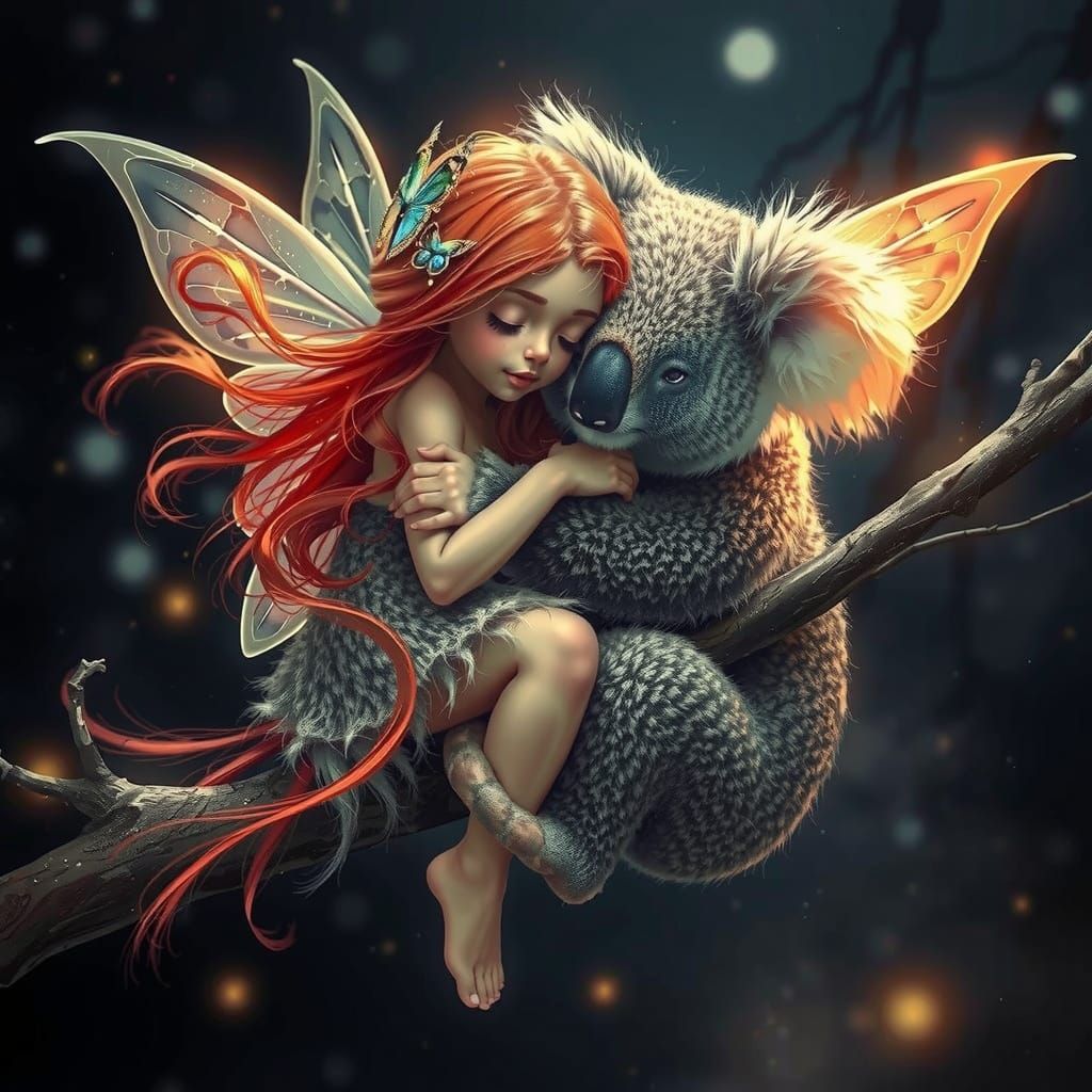 Winter Fairy and Koala Share a Moment of Affection