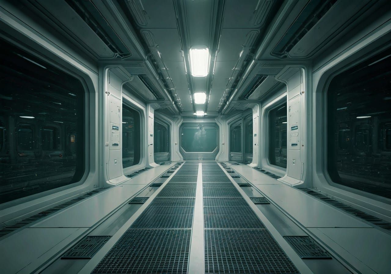 Ethereal Space Station Interior in a Futuristic, High-Tech A...